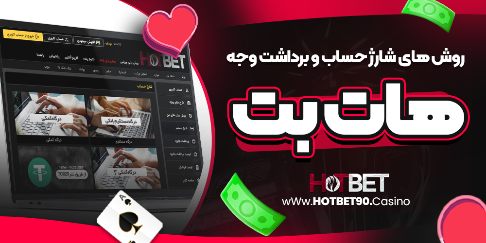 روش‌ های شارژ حساب و برداشت وجه هات‌بت